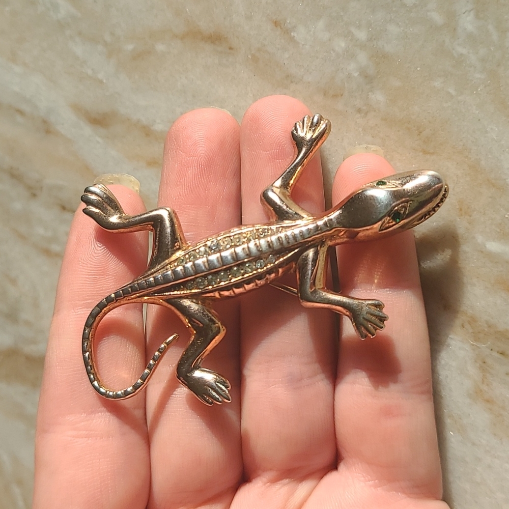Vintage Sterling Lizard Brooch